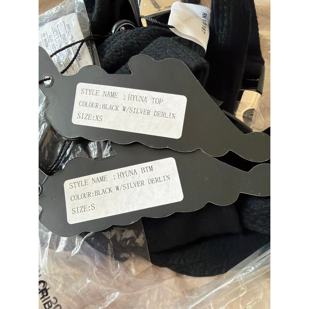 $82 NWT Motel Hyuna Bikini Top & bottom Black With Silver Buckle XS/S - Picture 7 of 7